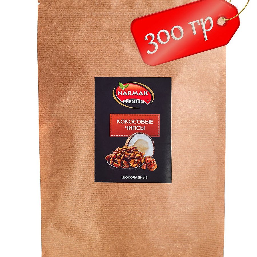 Кокосовые чипсы Шоколадные, 300 г, Таиланд (Большая упаковка) 1.0 шт